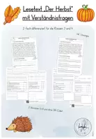 Vorschau - Arbeitsblätter - Lesetext "Herbst" - inkl. Fragen und Lösungen (Kl. 3-4) - Deckblatt