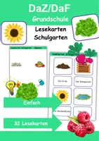 Vorschau - Arbeitsblätter - Lesekarten/Bildkarten Schulgarten einfach - DaZ/DaF, Deutsch (Grundschule) - Deckblatt