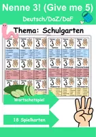 Vorschau - Spiele - Nenne 3 (Give me 5) Schulgarten - DaZ/DaF, Deutsch (Spiel) - Deckblatt