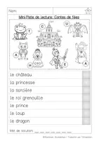 Aperçu - Feuilles d'exercices - Mini Piste de Lecture : Contes de fees - Page 1