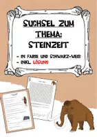 Vorschau - Arbeitsblätter - Suchsel und Lückensätze zum Thema "Steinzeit" - Deckblatt