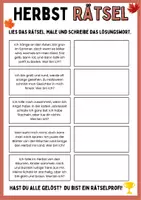 Vorschau - Arbeitsblätter - Herbsträtsel - Logikrätsel - Deckblatt