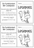 Vorschau - Unterrichtsreihen - Lesepässe Giraffe mit Stickern - Seite 1
