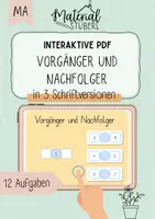 Vorschau - Stationenlernen - Vorgänger und Nachfolger Zahlenraum 10 - interaktive PDF - Deckblatt