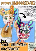 Vorschau - Mal- und Bastelvorlagen - Halloween Kunstprojekt: Gruselige Klappgesichter basteln - Deckblatt