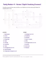 Vorschau - Arbeitsblätter - Family Members - German / English Vocabulary Crosswords with KEY - Deckblatt