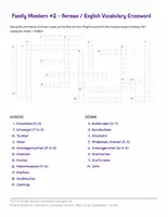 Vorschau - Arbeitsblätter - Family Members - German / English Vocabulary Crosswords with KEY - Seite 1