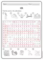 Vorschau - Arbeitsblätter - USA Wortsuchrätsel Englisch – Wortgitter zum Wortschatz üben - Seite 2