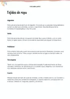 anteprima - Esercizi - Vocabolario dei Tessuti di Stoffa in Spagnolo (include carte) - Pagina 1
