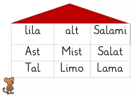 Vorschau - Spiele - Mäusehotel - Wo ist Mimi ? Silben und erste Wörter mit l, a, t, s, m - Deckblatt