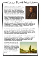 Vorschau - Mal- und Bastelvorlagen - Caspar David Friedrich - Künstler Steckbrief & Weitermalbilder für dem Kunstunterricht - Seite 1