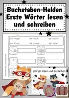Vorschau - Arbeitsblätter - Lautgetreue Wörter lesen und schreiben Buchstaben-Helden - Deckblatt