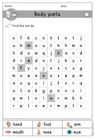 Vorschau - Arbeitsblätter - body parts Körperteile Suchsel wordsearch - Englisch - Seite 2