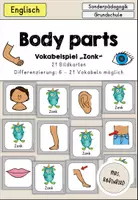 Vorschau - Spiele - Body parts Körperteile Vokabelspiel Zonk - Englisch - Deckblatt