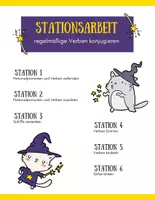 Vorschau - Stationenlernen - Stationsarbeit Verben konjugieren - Deckblatt