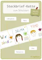 Vorschau - Mal- und Bastelvorlagen - Steckbrief-Kette zum Schulstart - Deckblatt
