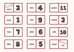 Vorschau - Spiele - Spanisch Domino Zahlen 1-100 - Seite 1