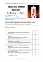 Vorschau - Arbeitsblätter - Waldbrände durch Klimawandel und Erderwärmung, Material zur Dokumentation: Wenn die Wälder brennen (planet e) + Lösungen u. Link #TimeForClimateAction - Seite 1