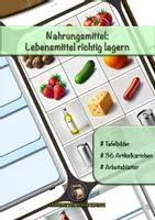Vorschau - Arbeitsblätter - Nahrungsmittel - Lebensmittel richtig lagern - Tafelbild zum Zuordnen + Arbeitsblatt - Deckblatt