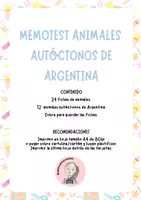 Vista previa - Juegos / Gamificación - MEMOTEST ANIMALES AUTÓCTONOS DE ARGENTINA - página 1