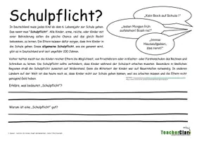 Vorschau - Arbeitsblätter - Über das Thema Schulpflicht sprechen - Seite 1