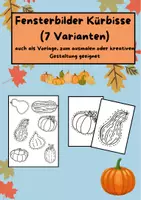 Vorschau - Mal- und Bastelvorlagen - Fensterbilder Kürbisse, Kürbis, Vorlagen, Ausmalbilder - Deckblatt