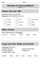 Vorschau - Arbeitsblätter - Kleine Lernstandserhebung Anfang 4. Klasse - Deutsch - Seite 1
