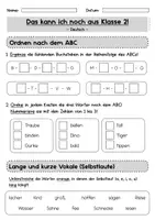 Vorschau - Arbeitsblätter - Kleine Lernstandserhebung Anfang 3. Klasse - Deutsch - Seite 1