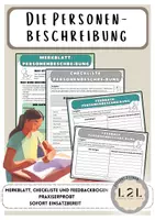 Vorschau - Arbeitsblätter - Die Personenbeschreibung - Merkblatt, Checkliste und Feedback-Bogen zur Reflexion - Deckblatt