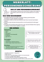 Vorschau - Arbeitsblätter - Die Personenbeschreibung - Merkblatt, Checkliste und Feedback-Bogen zur Reflexion - Seite 1