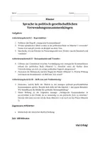 Vorschau - Arbeitsblätter - Klausur - Materialgestützte Analyse - Sprache in politisch-gesellschaftlichen Verwendungszusammenhängen - Wahlplakat und Rede - Seite 1