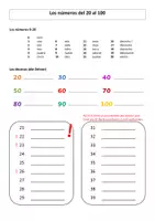 Vorschau - Arbeitsblätter - Los números del 20 al 100 - Übersichtsblatt - Seite 1