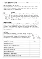 Vorschau - Arbeitsblätter - Waldtiere - Tiere des Waldes - sinnerfassendes Lesen - Arbeitsblätter - Seite 3