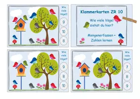 Vorschau - Bildkarten - Klammerkarten * Wie viele Vögel siehst du? * Mengen im ZR 10 - Seite 1