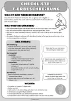 Vorschau - Arbeitsblätter - Die Tierbeschreibung - Merkblatt, Checkliste und Feedback-Bogen zur Reflexion - Seite 1