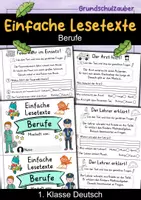 Vorschau - Mal- und Bastelvorlagen - Miniheft 10 Lesetexte - Thema Berufe | Deutsch 1. Klasse - Deckblatt