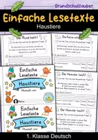 Vorschau - Arbeitsblätter - Miniheft 10 Lesetexte - Thema Haustiere | Deutsch 1. Klasse - Deckblatt