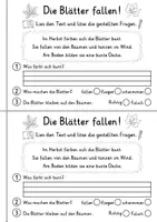 Vorschau - Arbeitsblätter - Miniheft 10 Lesetexte - Thema Herbst | Deutsch 1. Klasse - Seite 3