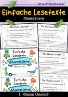 Vorschau - Mal- und Bastelvorlagen - Miniheft 10 Lesetexte - Thema Meerestiere | Deutsch 1. Klasse - Deckblatt