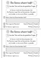 Vorschau - Mal- und Bastelvorlagen - Miniheft 10 Lesetexte - Thema Sommer | Deutsch 1. Klasse - Seite 3