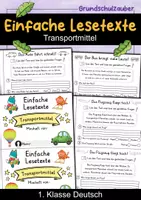 Vorschau - Mal- und Bastelvorlagen - Miniheft 10 Lesetexte - Thema Transportmittel | Deutsch 1. Klasse - Deckblatt