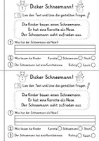 Vorschau - Arbeitsblätter - Miniheft 10 Lesetexte - Thema Winter | Deutsch 1. Klasse - Seite 3