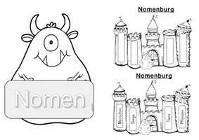 Vorschau - Arbeitsblätter - DEUTSCH - Wortart Nomen - differenzierte Merkblätter mit den Wortartenmonstern - Seite 1