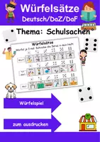 Vorschau - Arbeitsblätter - Würfelsätze / Würfelspiel Schulsachen - Deutsch/DaF/DaZ - Wortspiel - Deckblatt