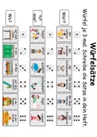 Vorschau - Arbeitsblätter - Würfelsätze / Würfelspiel Schulsachen - Deutsch/DaF/DaZ - Wortspiel - Seite 1