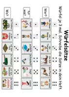 Vorschau - Spiele - Würfelsätze / Würfelspiel Bauernhof - Deutsch/DaF/DaZ - Wortspiel - Seite 1