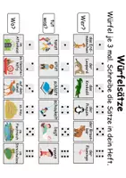 Vorschau - Arbeitsblätter - Würfelsätze / Würfelspiel Zootiere - Deutsch/DaF/DaZ - Wortspiel - Seite 1