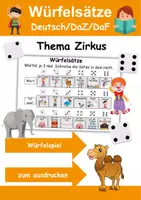 Vorschau - Arbeitsblätter - Würfelsätze / Würfelspiel Zirkus - Deutsch/DaF/DaZ - Wortspiel - Deckblatt