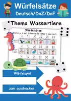 Vorschau - Arbeitsblätter - Würfelsätze / Würfelspiel Tiere im Wasser - Deutsch/DaF/DaZ - Wortspiel - Deckblatt