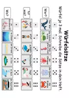 Vorschau - Arbeitsblätter - Würfelsätze / Würfelspiel Tiere im Wasser - Deutsch/DaF/DaZ - Wortspiel - Seite 1